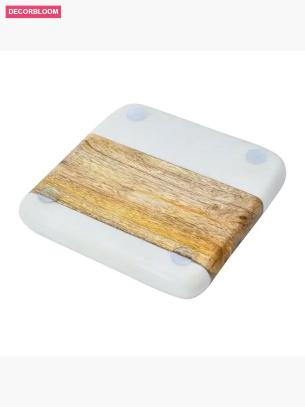 Marble & Acacia Wood Coasters Set of 4 Square Drink Coasters
